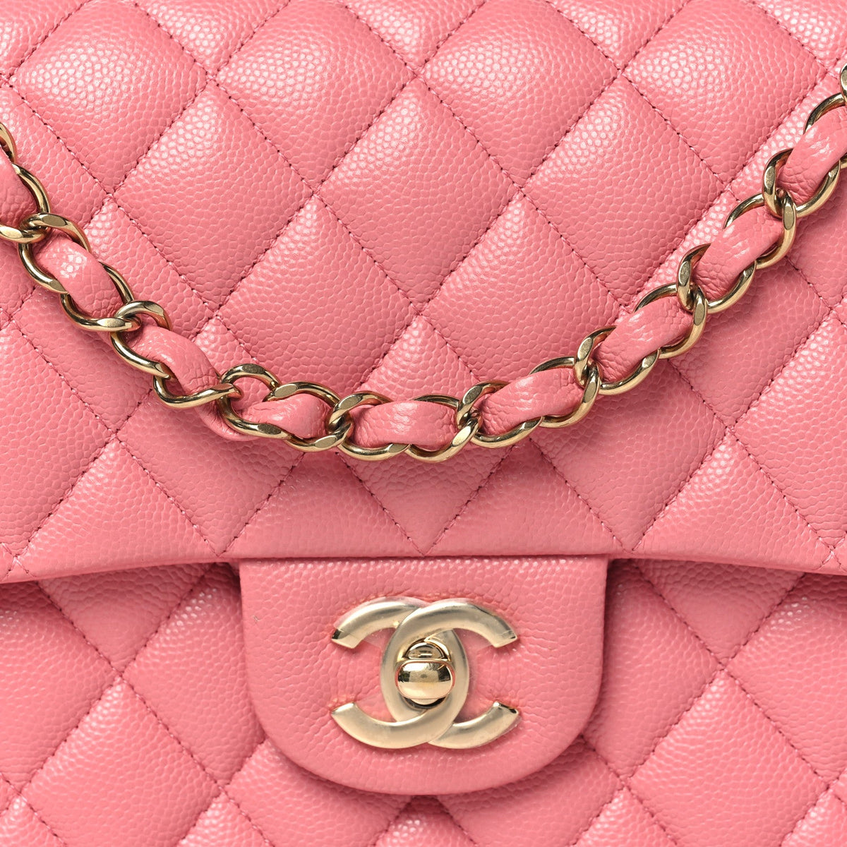 Caviar Quilted Medium Double Flap Pink wholesalehk.shop