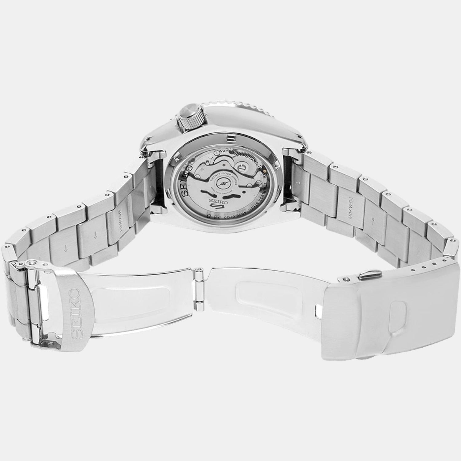 Seiko 5 Sports Automatic Day Date Black Dial Silver Steel Strap Watch for Men - SRPD55K1 wholesalehk.shop