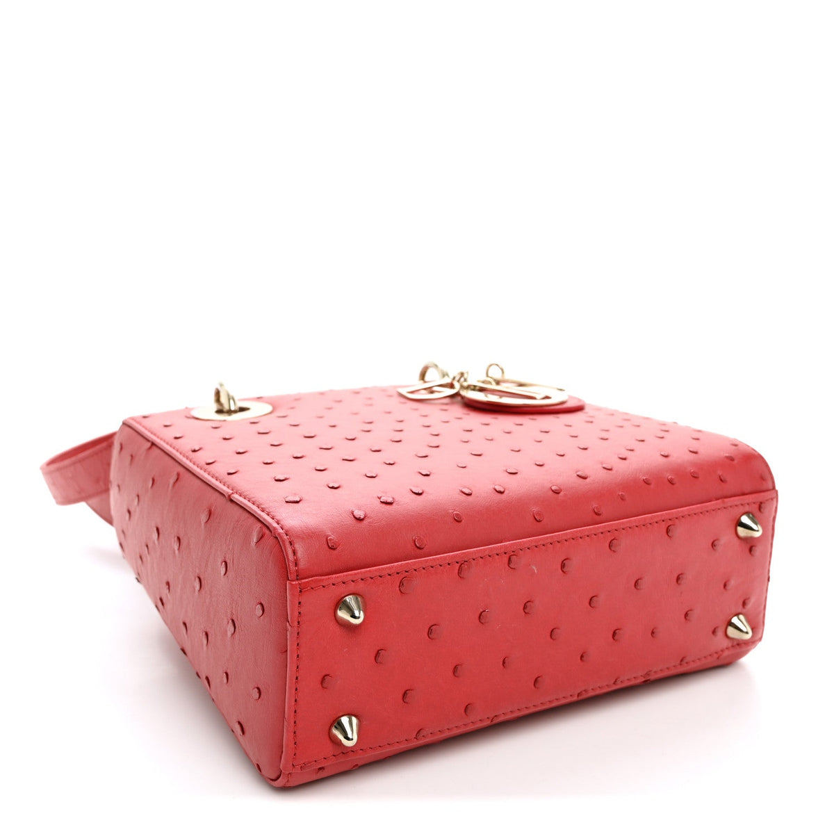 Ostrich Small Lady Dior Red wholesalehk.shop