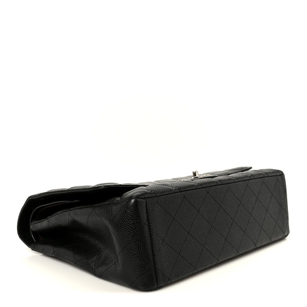 Caviar Quilted Maxi Double Flap Black wholesalehk.shop