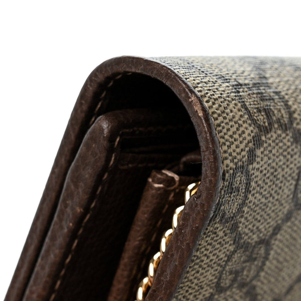 GG Supreme Monogram Web Ophidia Wallet On Chain Brown wholesalehk.shop
