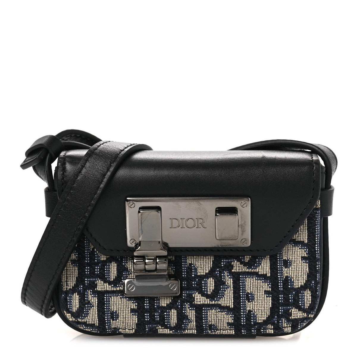 Oblique Smooth Calfskin Nano Pouch Beige Black wholesalehk.shop