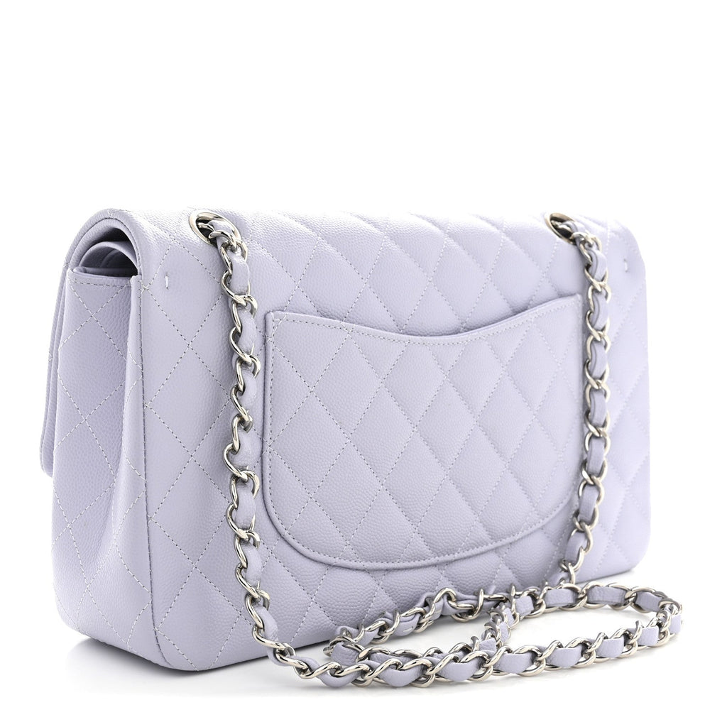 Caviar Quilted Medium Double Flap Light Purple wholesalehk.shop