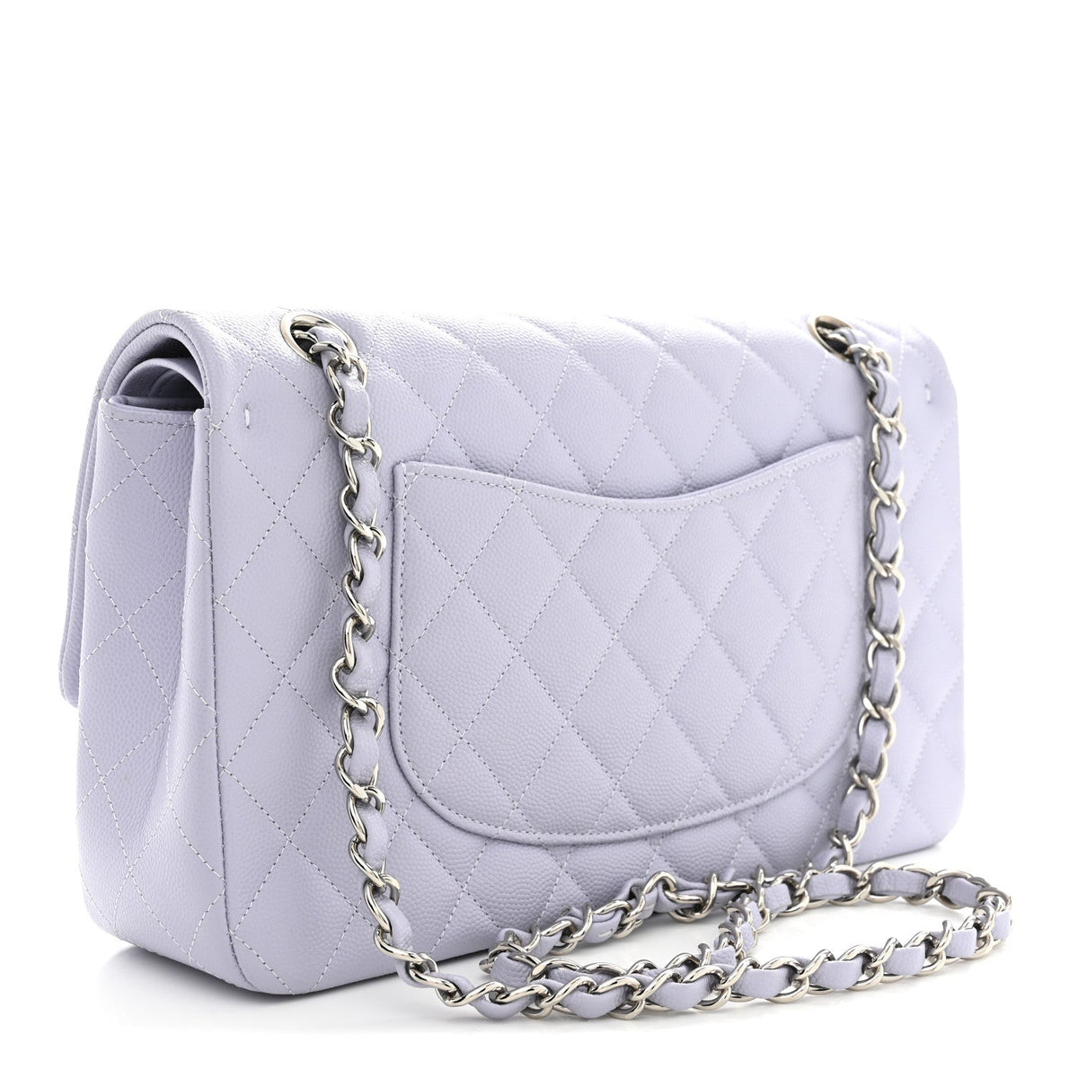 Caviar Quilted Medium Double Flap Light Purple wholesalehk.shop
