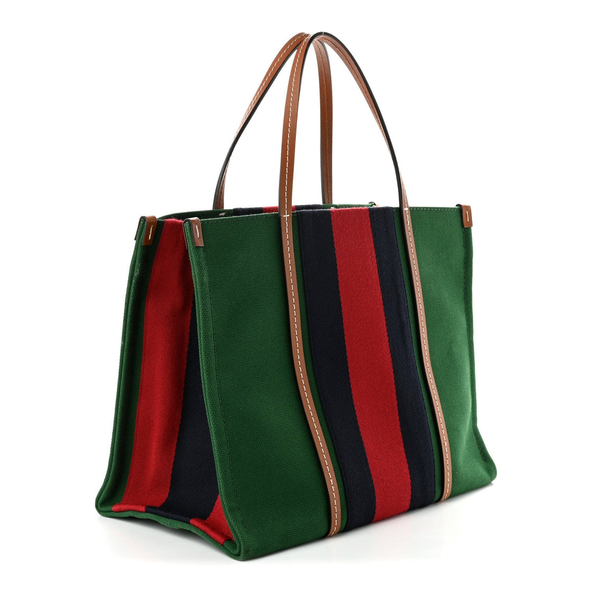 Canvas Calfskin Web Small Interlocking G Tote Bag Green Red wholesalehk.shop
