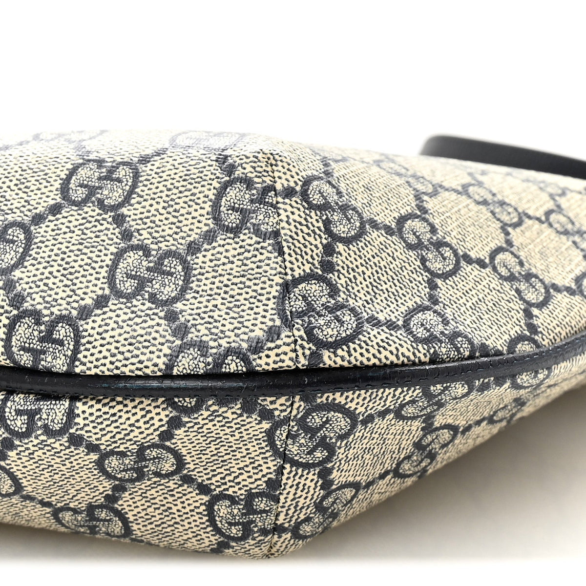 GG Supreme Monogram Textured Dollar Calfskin Web Small Ophidia Half Moon Hobo Beige Blue wholesalehk.shop
