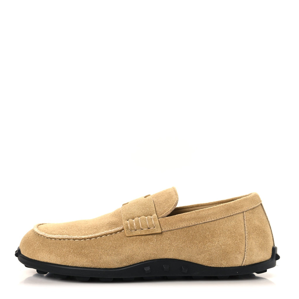 Suede Calfskin Womens Lazy Loafers 37 Beige Sable wholesalehk.shop