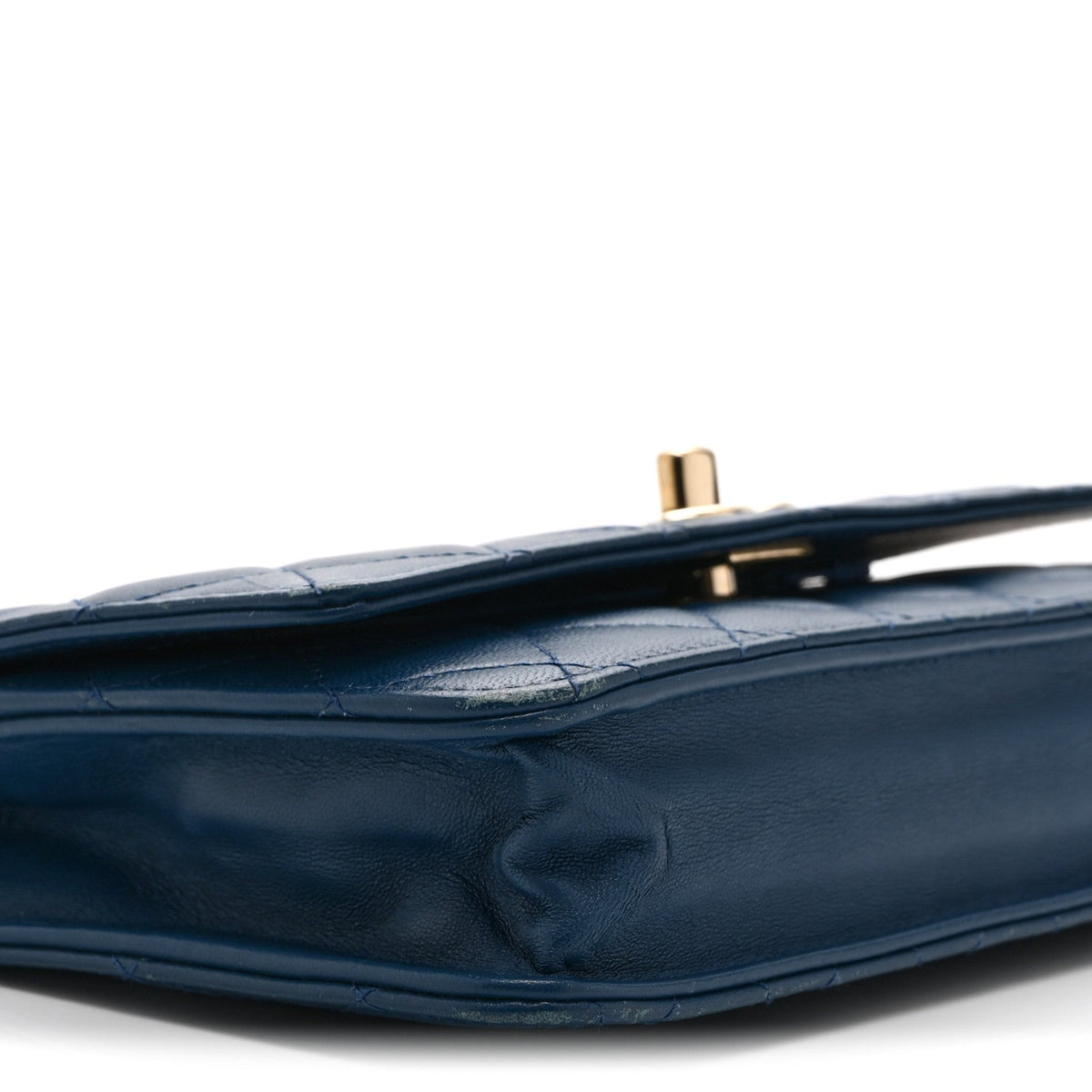 Lambskin Quilted Trendy CC Wallet On Chain WOC Blue wholesalehk.shop