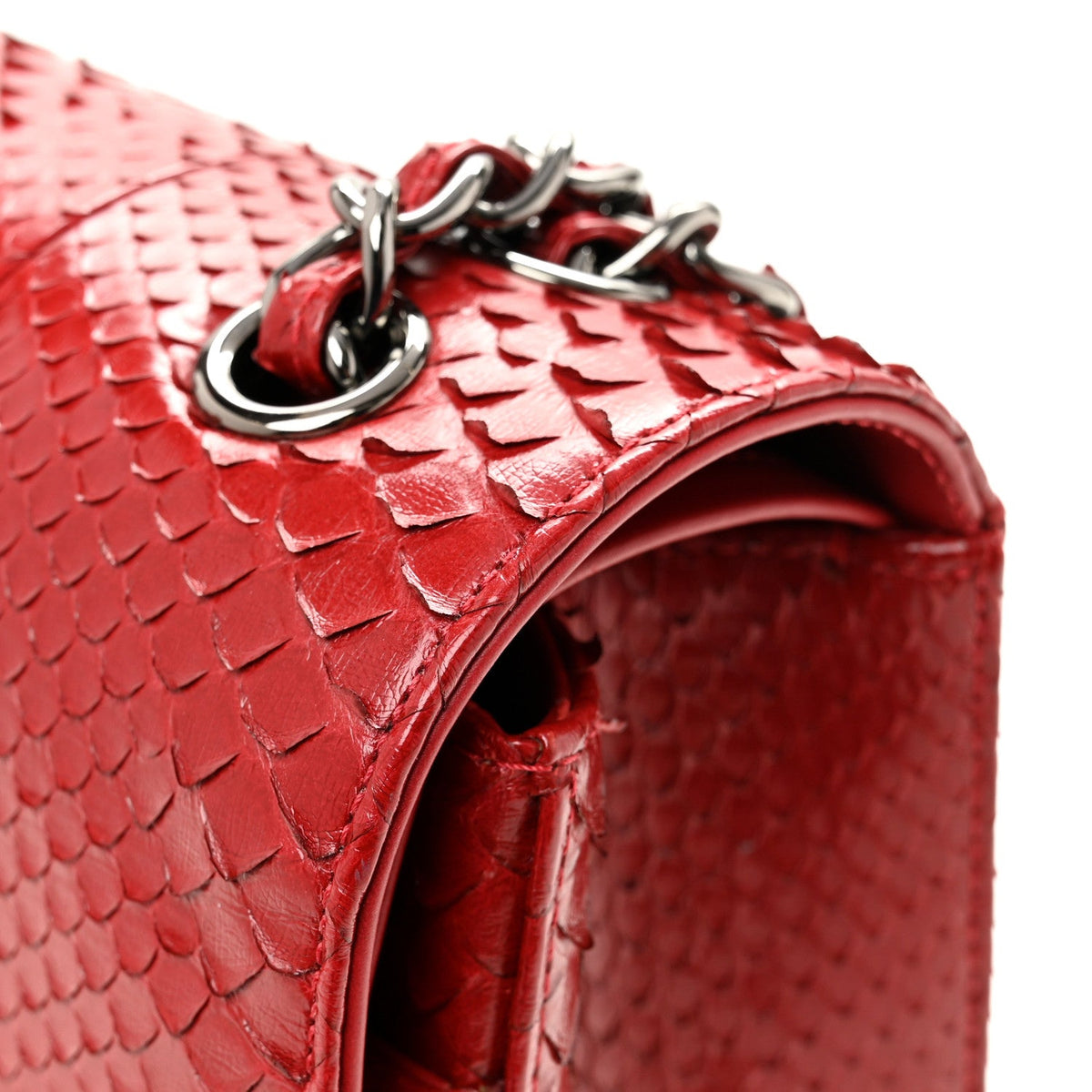 Snakeskin Jumbo Double Flap Red wholesalehk.shop