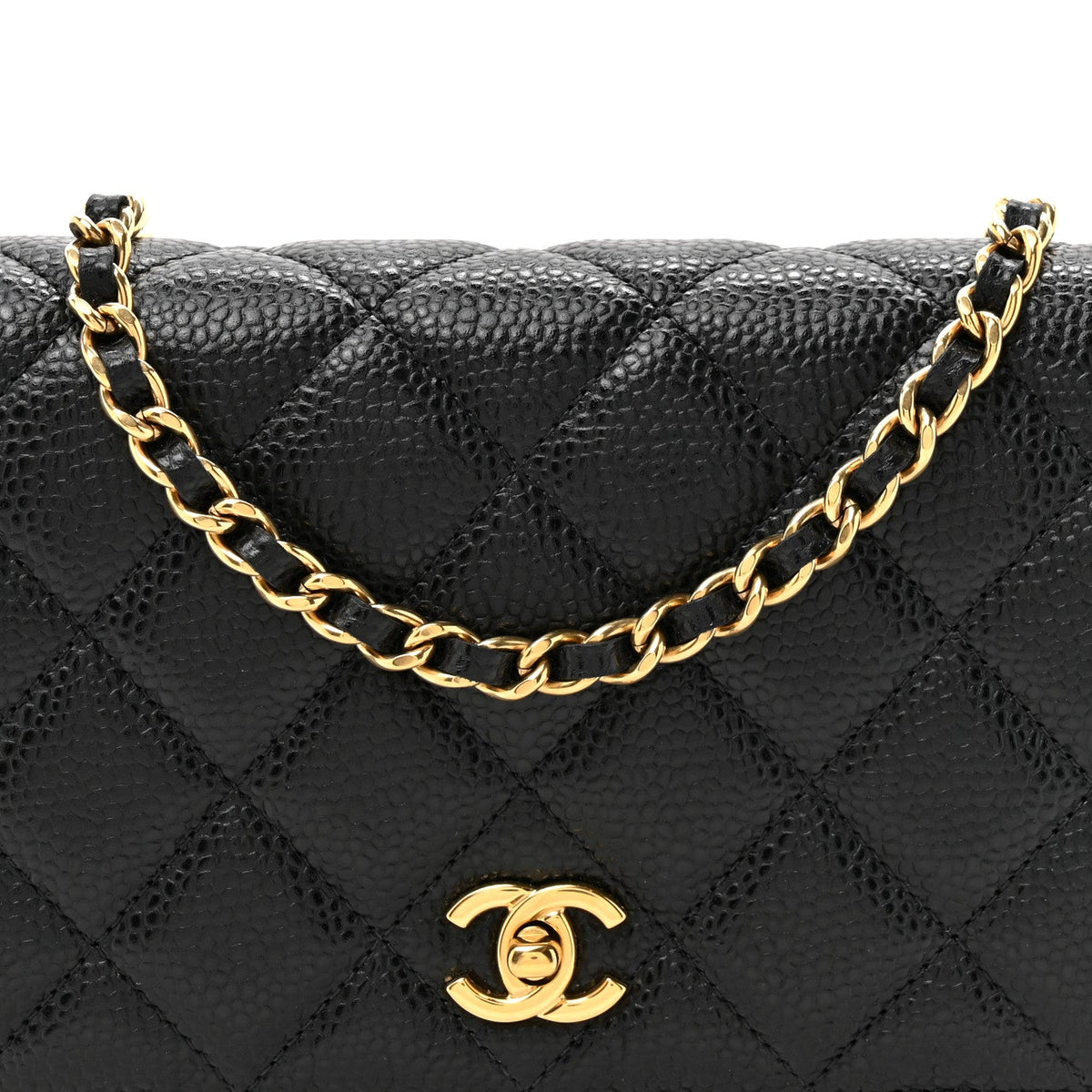 Caviar Quilted CC Turnlock Wallet On Chain WOC Black wholesalehk.shop