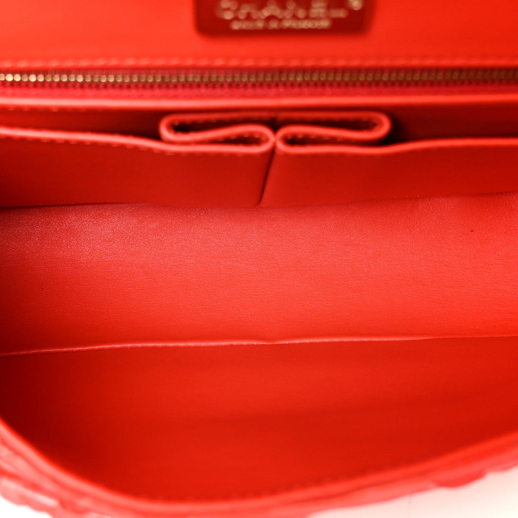 Snakeskin Medium Double Flap Red wholesalehk.shop