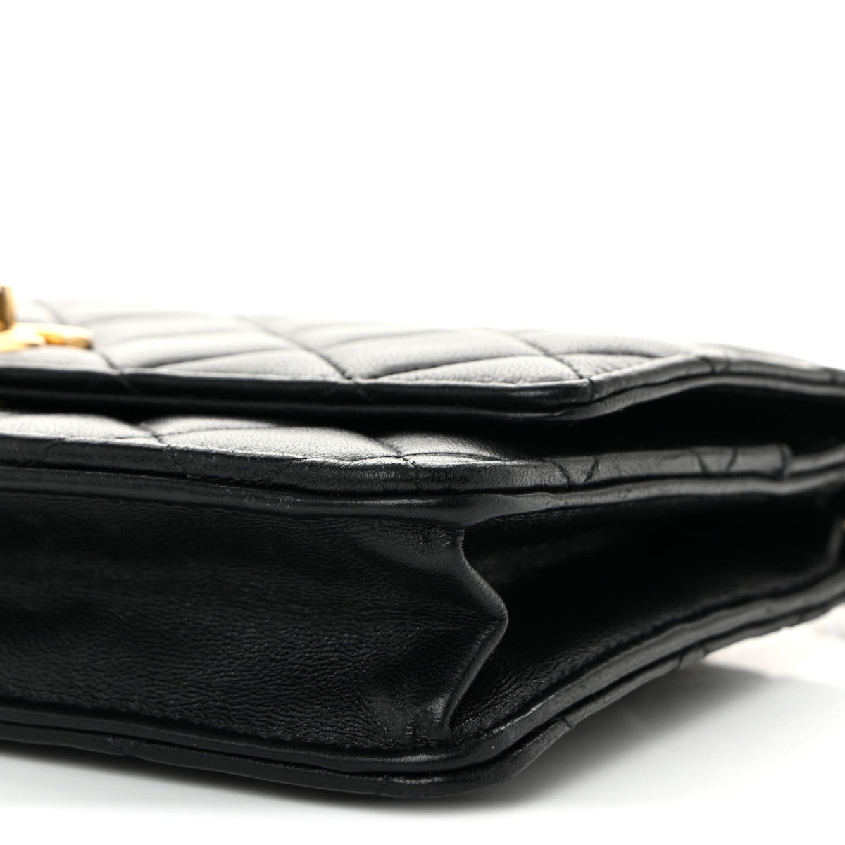 Lambskin Quilted CC Pearl Crush Wallet on Chain WOC Black wholesalehk.shop