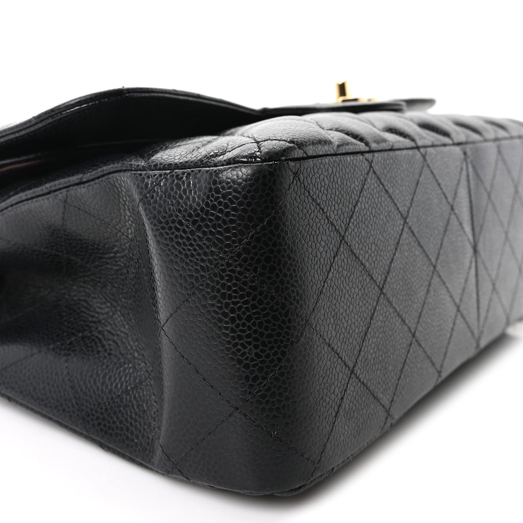 Caviar Quilted Jumbo Double Flap Black wholesalehk.shop