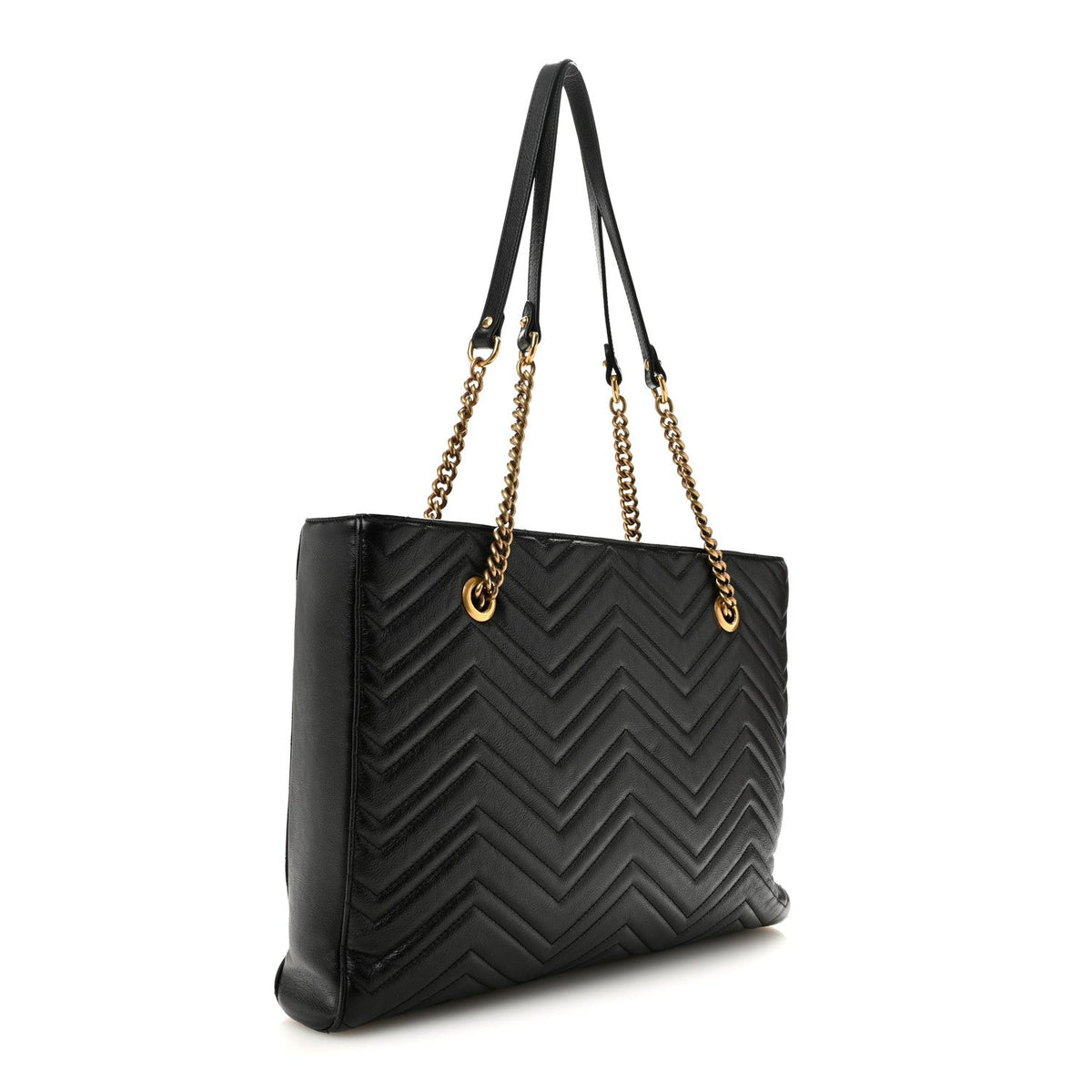 Vintage Calfskin Matelasse Medium GG Marmont Slim Tote Black wholesalehk.shop