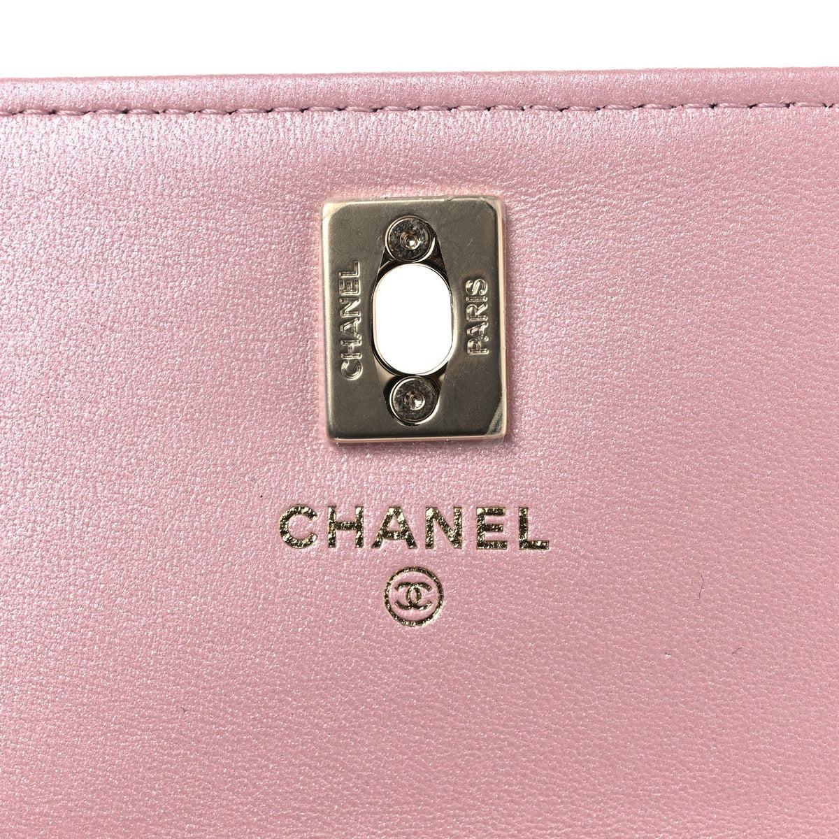 Pearly Lambskin Quilted Charms Wallet On Chain WOC Light Pink wholesalehk.shop