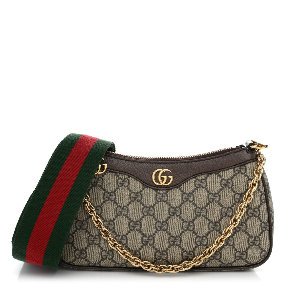GG Supreme Monogram Textured Dollar Calfskin Web Small Ophidia GG Handbag Beige Ebony New Acero wholesalehk.shop