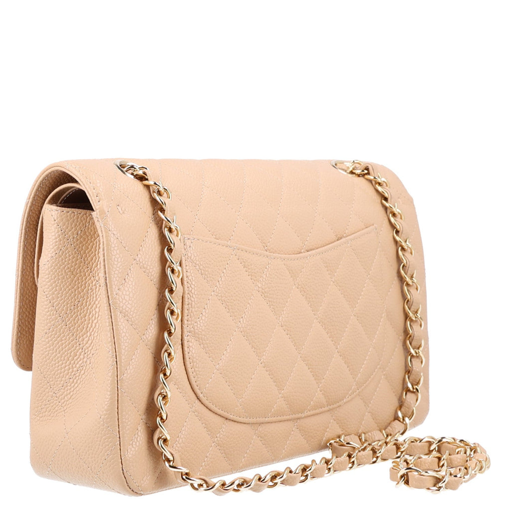 Caviar Quilted Medium Double Flap Beige wholesalehk.shop