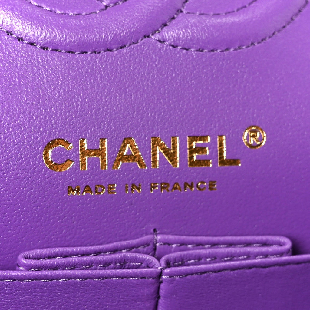 Caviar Quilted Small Double Flap Purple wholesalehk.shop