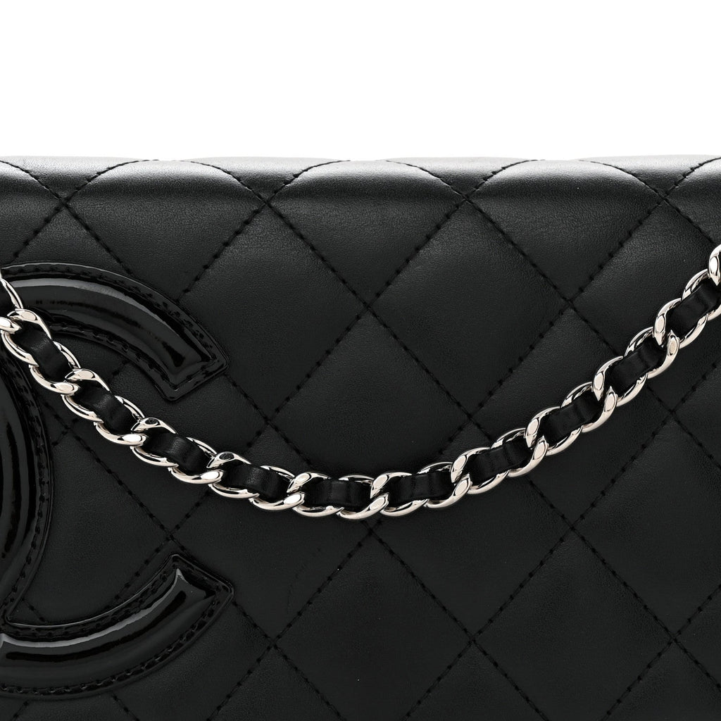 Calfskin Quilted Cambon Wallet on Chain WOC Black wholesalehk.shop