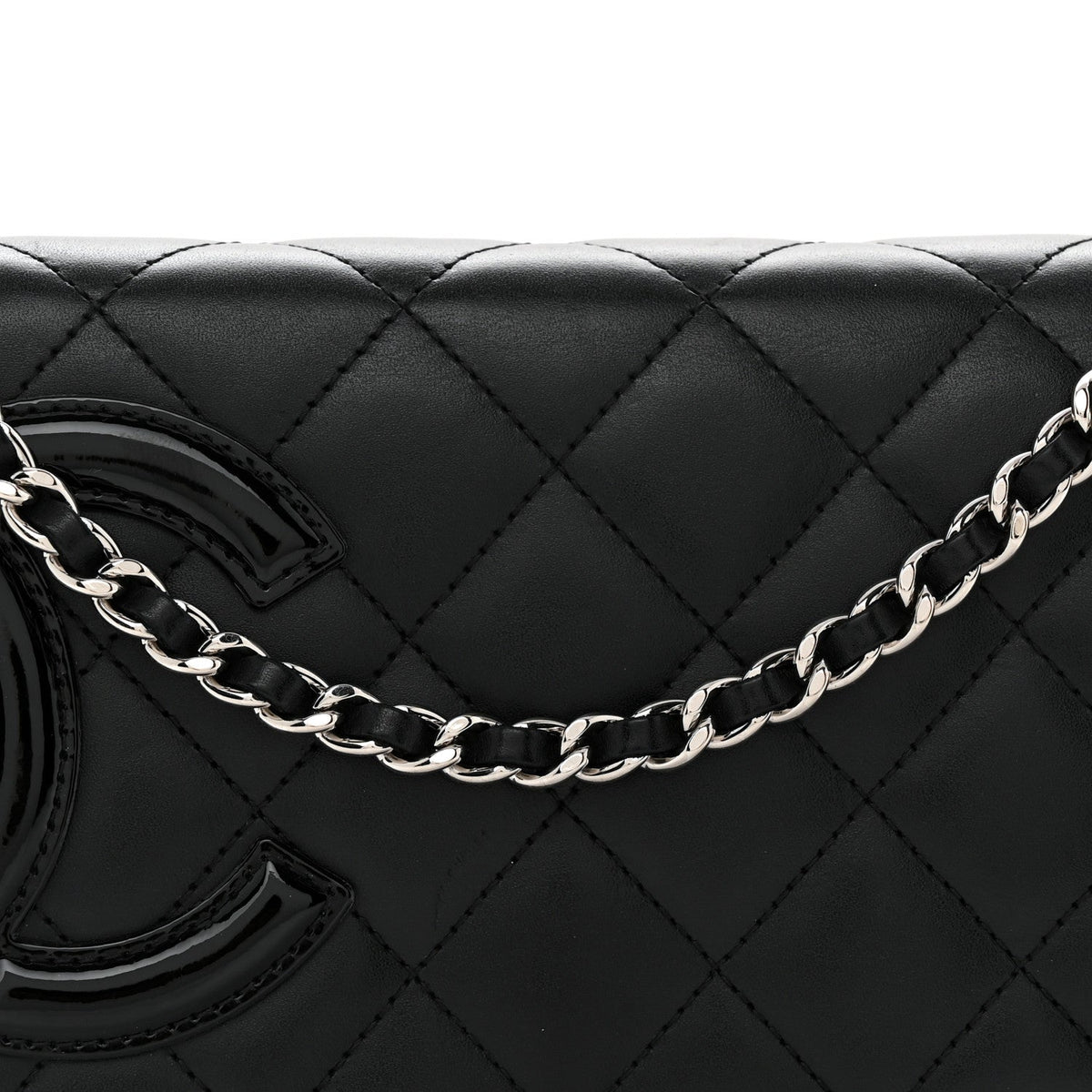 Calfskin Quilted Cambon Wallet on Chain WOC Black wholesalehk.shop