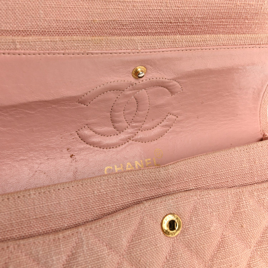 Canvas Quilted Small Double Flap Light Pink wholesalehk.shop