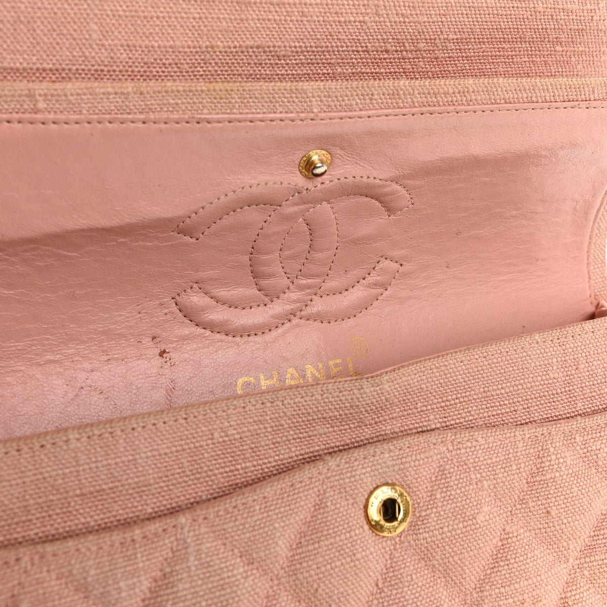 Canvas Quilted Small Double Flap Light Pink wholesalehk.shop
