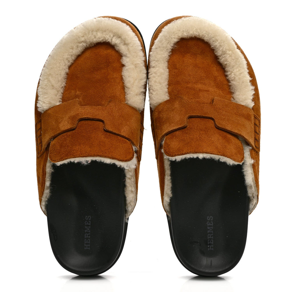 Suede Goatskin Shearling Go Mules 39 Beige Kraft Ecru wholesalehk.shop