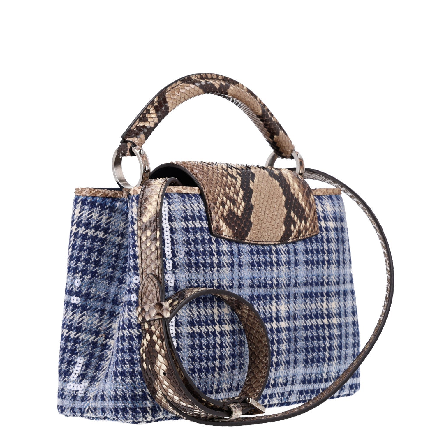 Tweed Sequins Snakeskin Capucines BB Blue £¨ Direct shipment via from wholesalehk.shop
