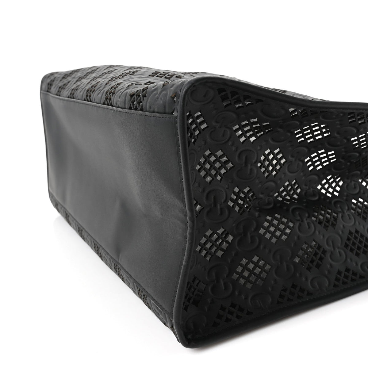 Calfskin GG Monogram Diamond Cut Medium Ophidia Tote Bag Black wholesalehk.shop