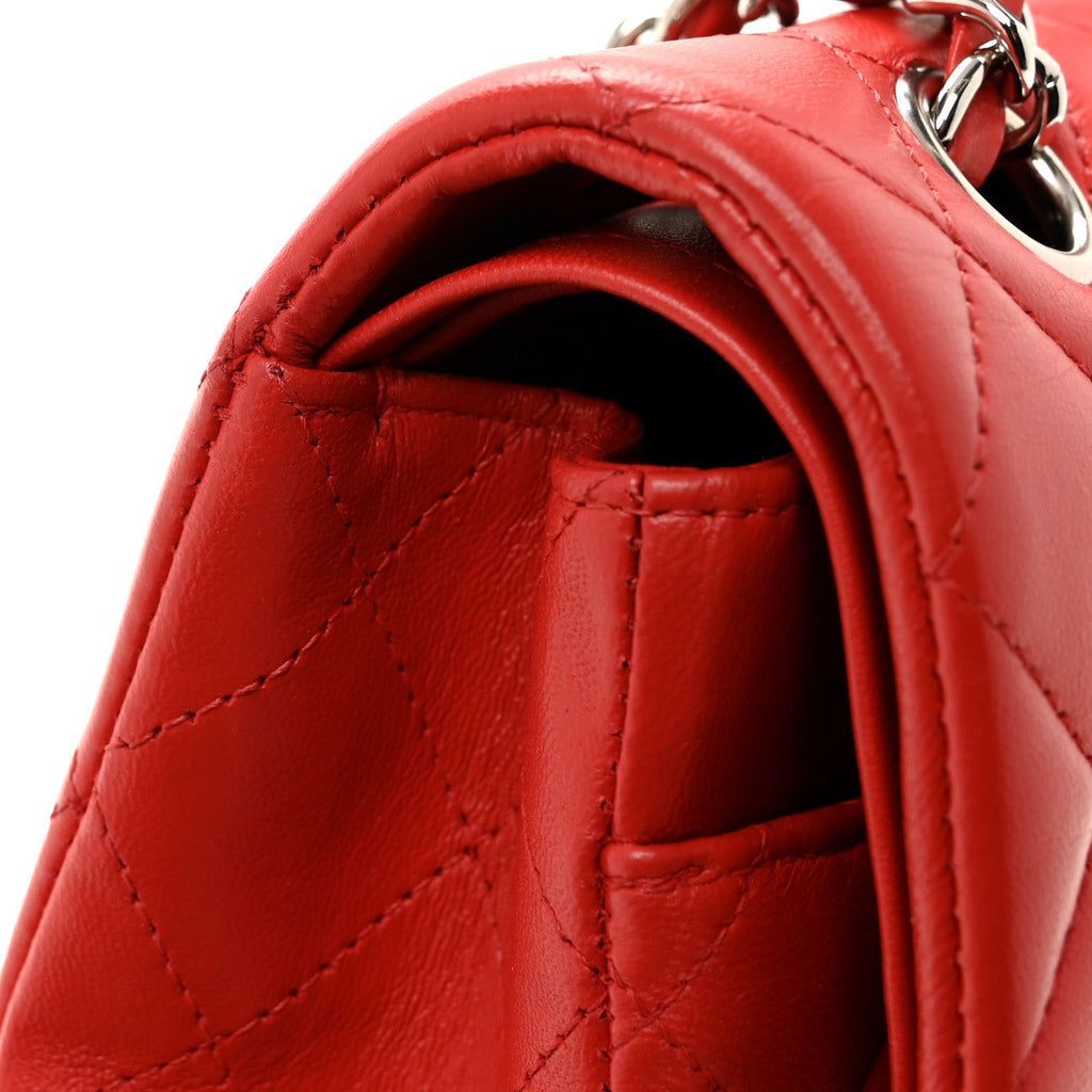 Lambskin Quilted Medium Double Flap Red wholesalehk.shop