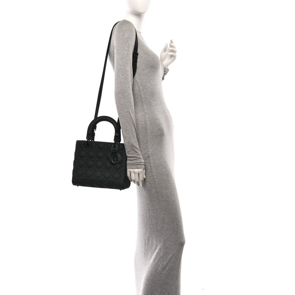 Ultra Matte Calfskin Cannage Medium Lady Dior Black wholesalehk.shop