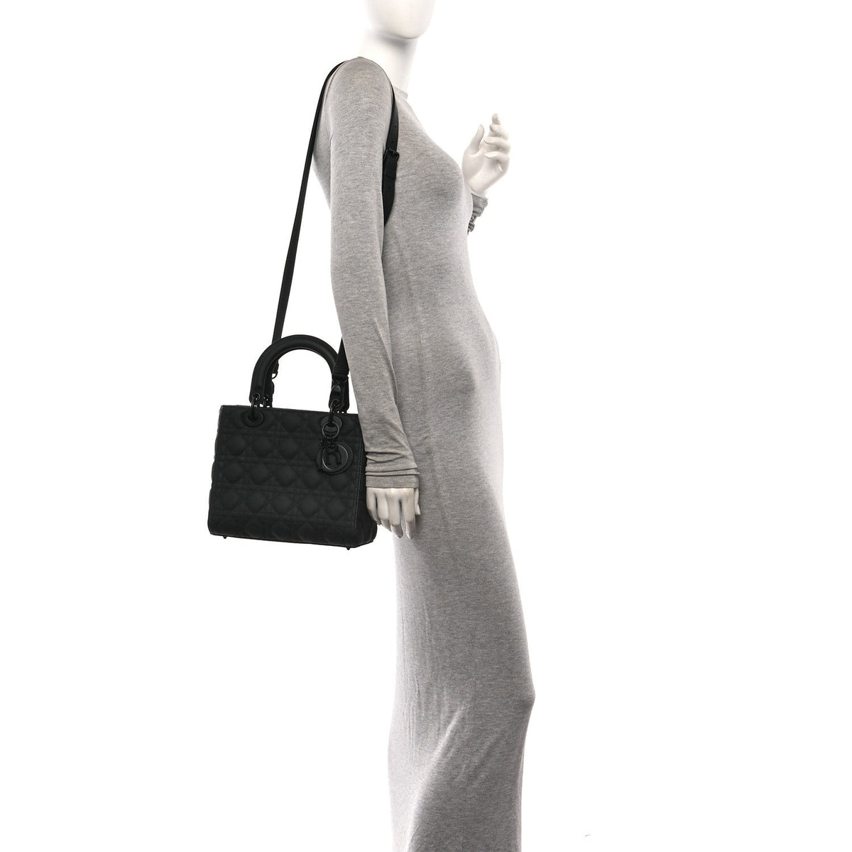 Ultra Matte Calfskin Cannage Medium Lady Dior Black wholesalehk.shop
