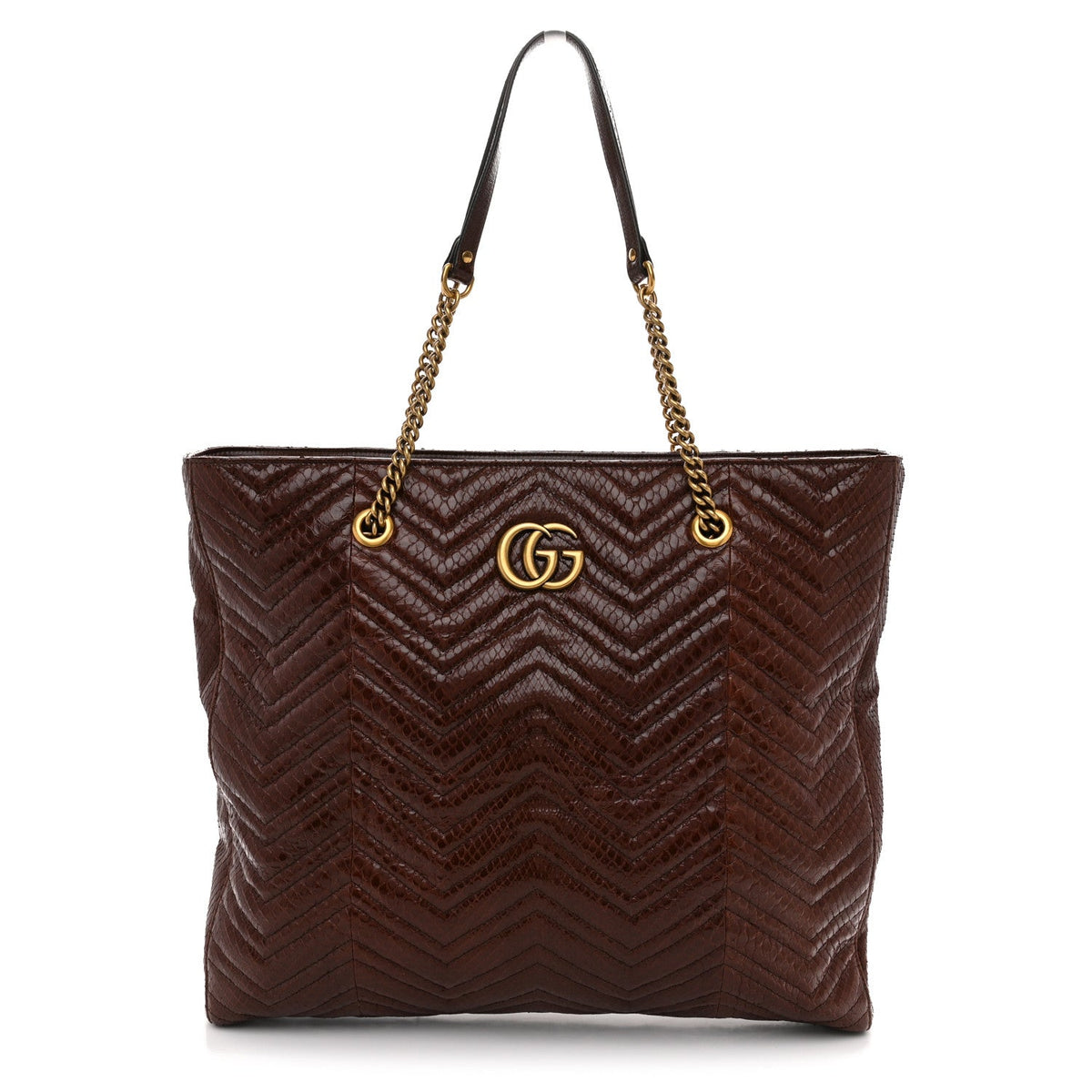 Snakeskin Matelasse Large GG Marmont Slim Tote Brown wholesalehk.shop