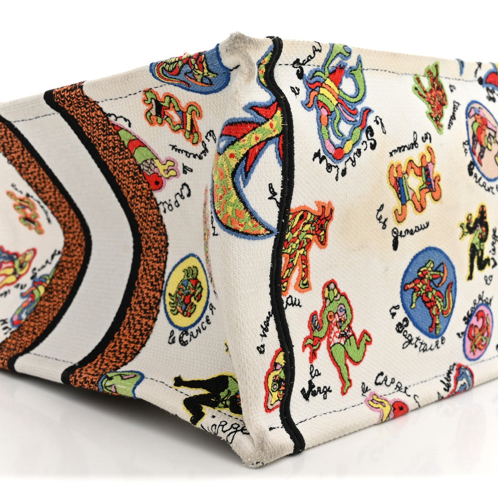 Canvas Embroidered Dragon Zodiac Medium Book Tote White Multicolor £¨ Direct shipment via from wholesalehk.shop
