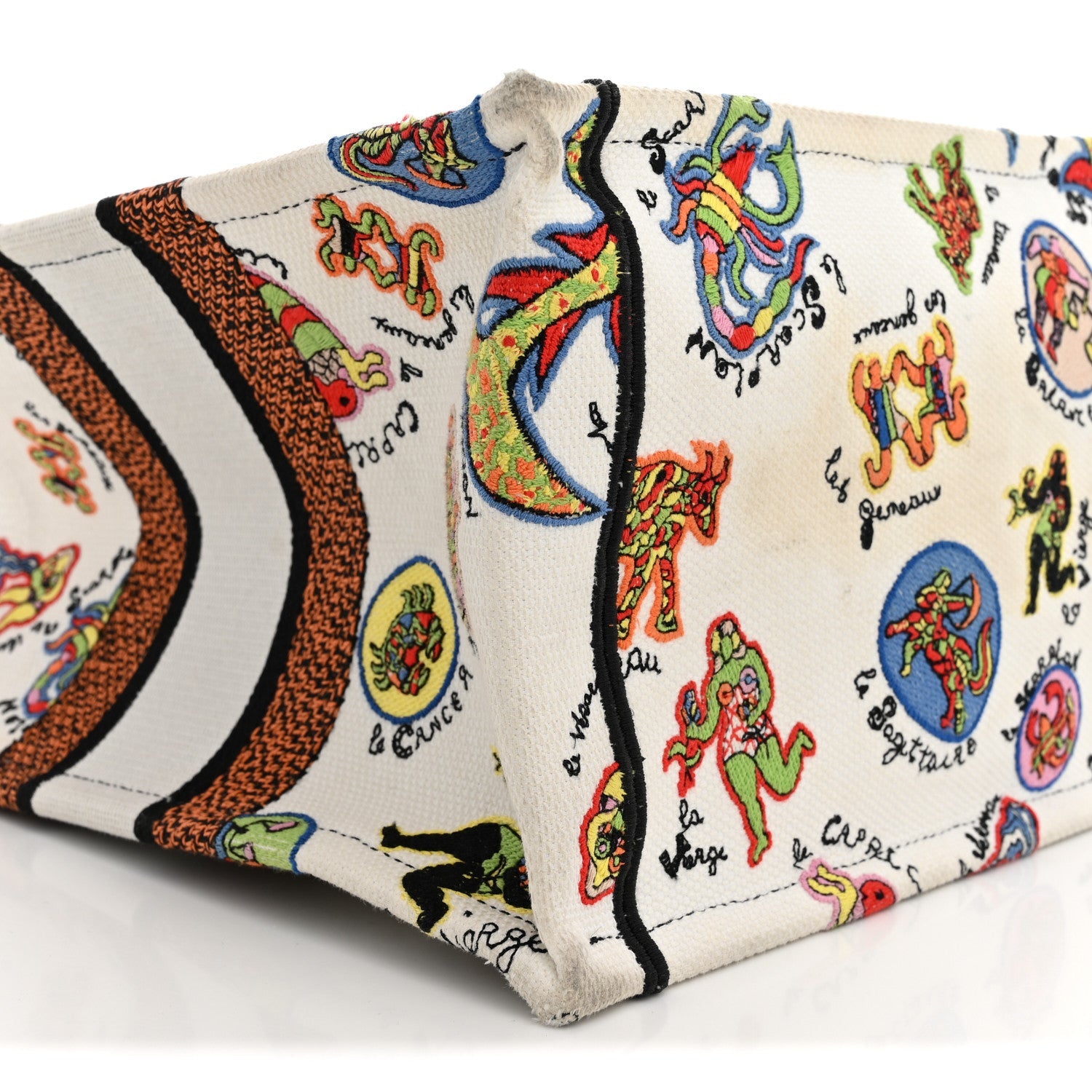 Canvas Embroidered Dragon Zodiac Medium Book Tote White Multicolor £¨ Direct shipment via from wholesalehk.shop