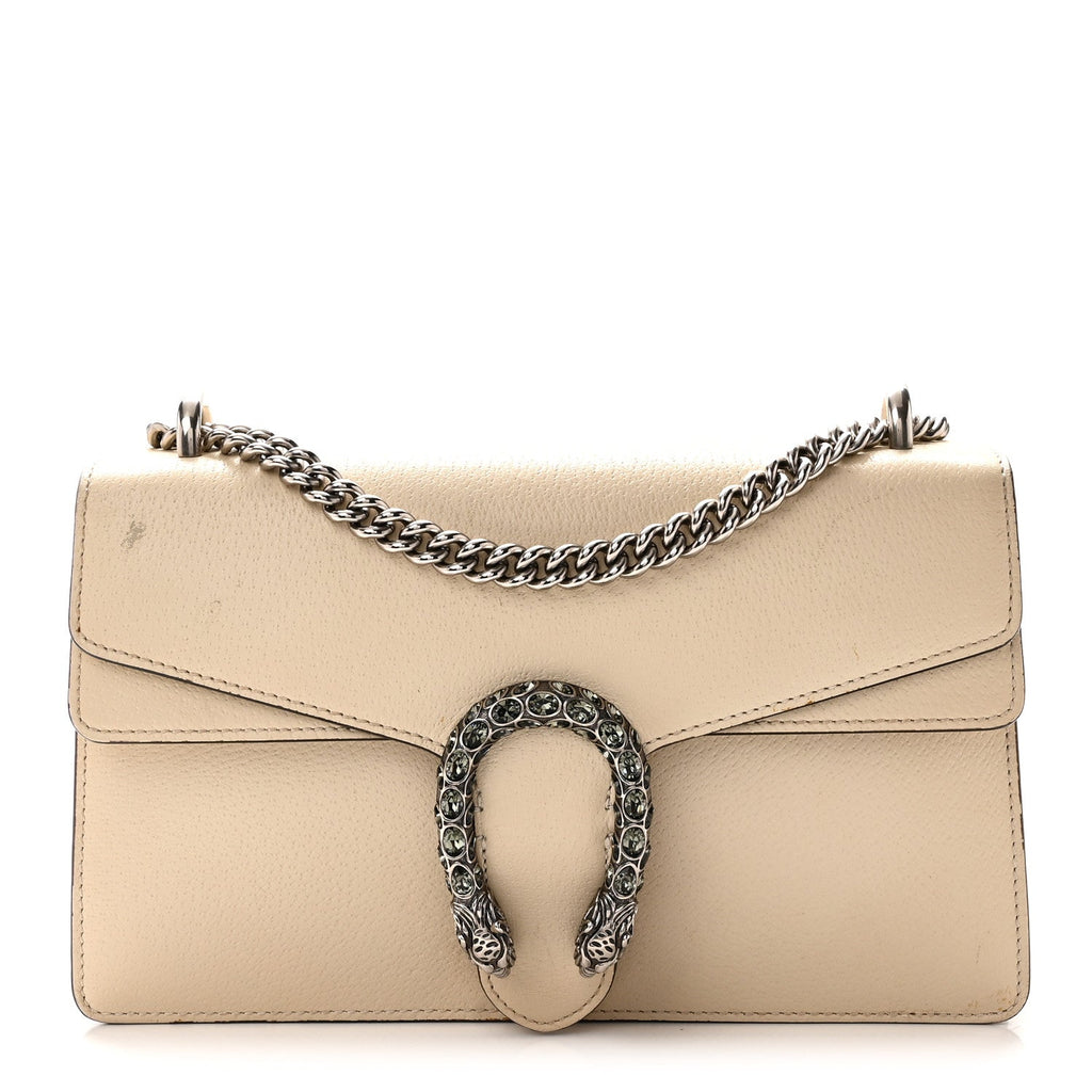 Textured Calfskin Crystal Small Dionysus Shoulder Bag Mystic White wholesalehk.shop