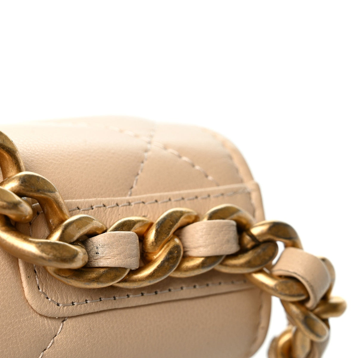 Lambskin Quilted Chanel 19 Wallet On Chain WOC Beige wholesalehk.shop