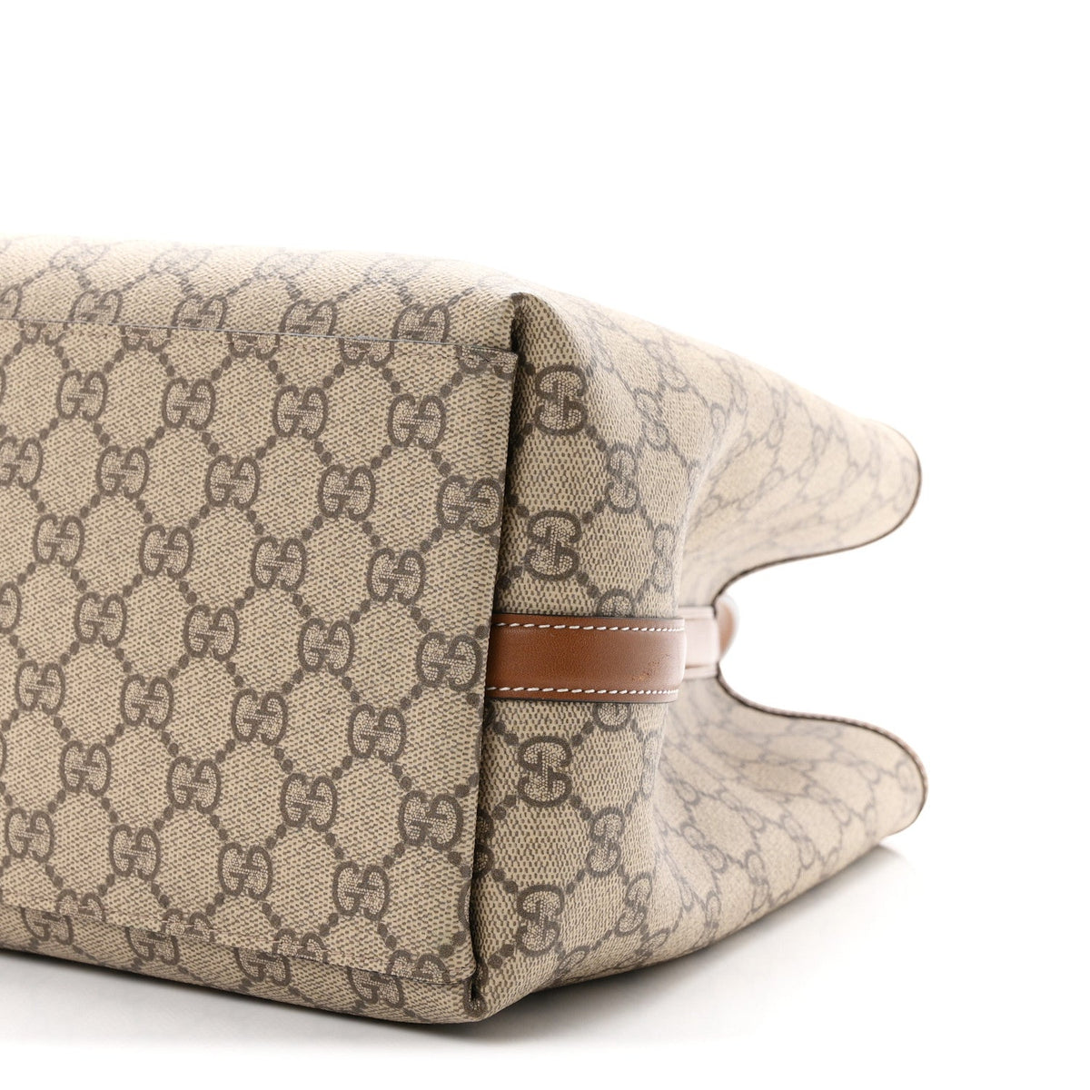 GG Supreme Monogram Emblem Large Tote Bag Beige Dark Brown wholesalehk.shop