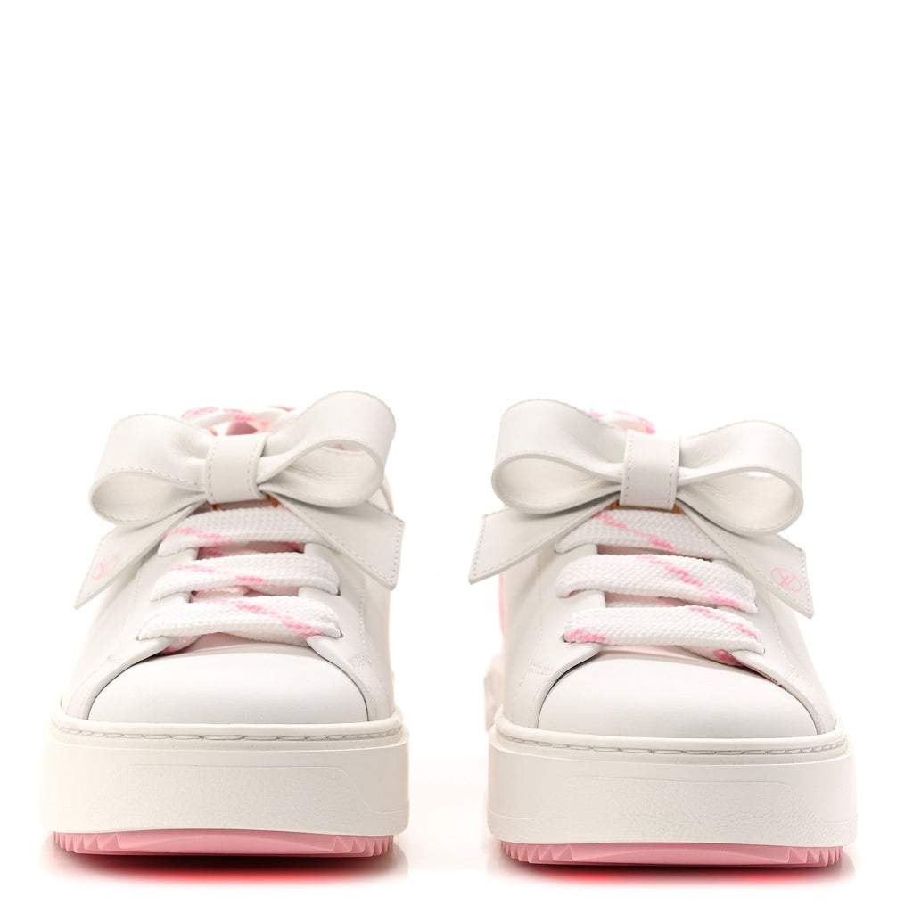Calfskin Time Out Bow Sneakers 38 White Pink £¨ Direct shipment via from wholesalehk.shop