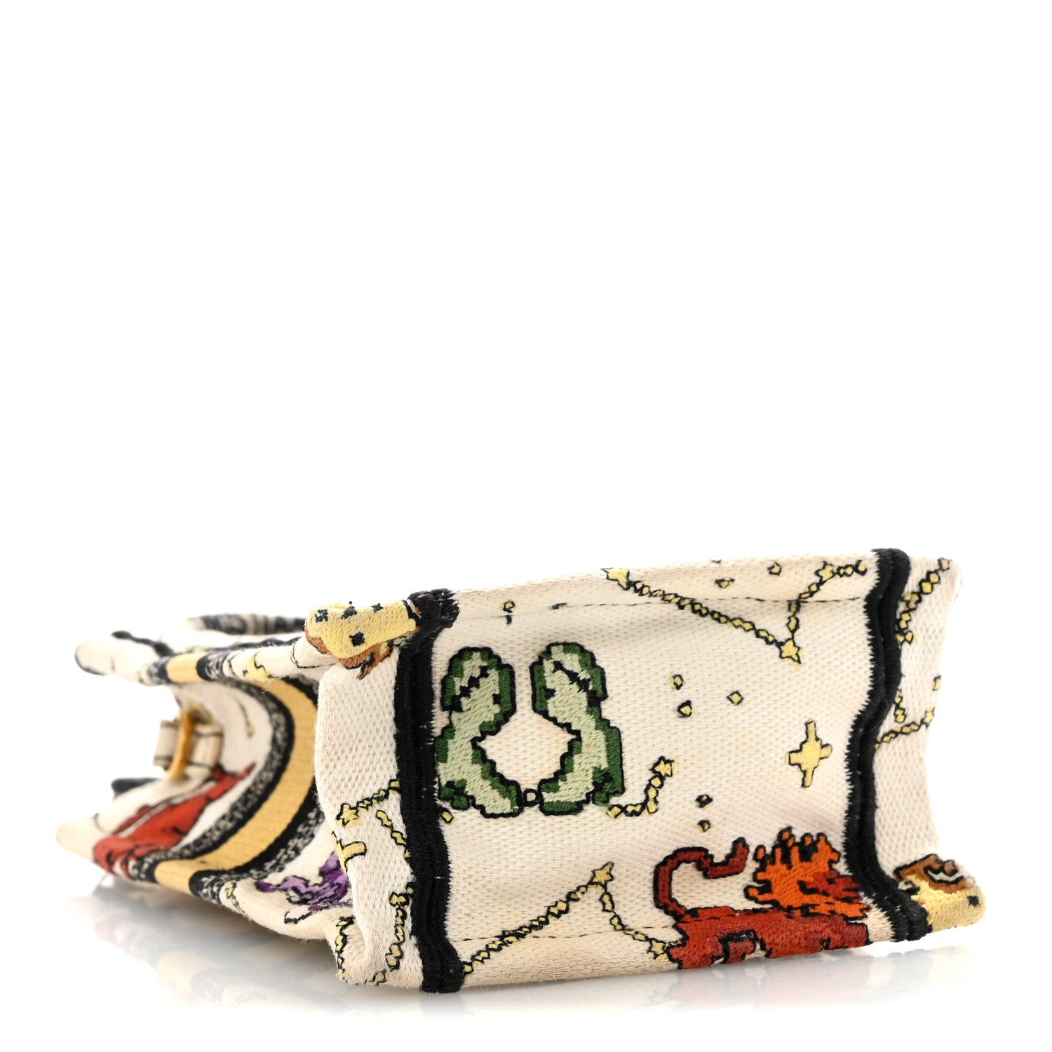 Canvas Embroidered Pixel Zodiac Mini Book Tote Phone Bag Latte Multicolor £¨ Direct shipment via from wholesalehk.shop