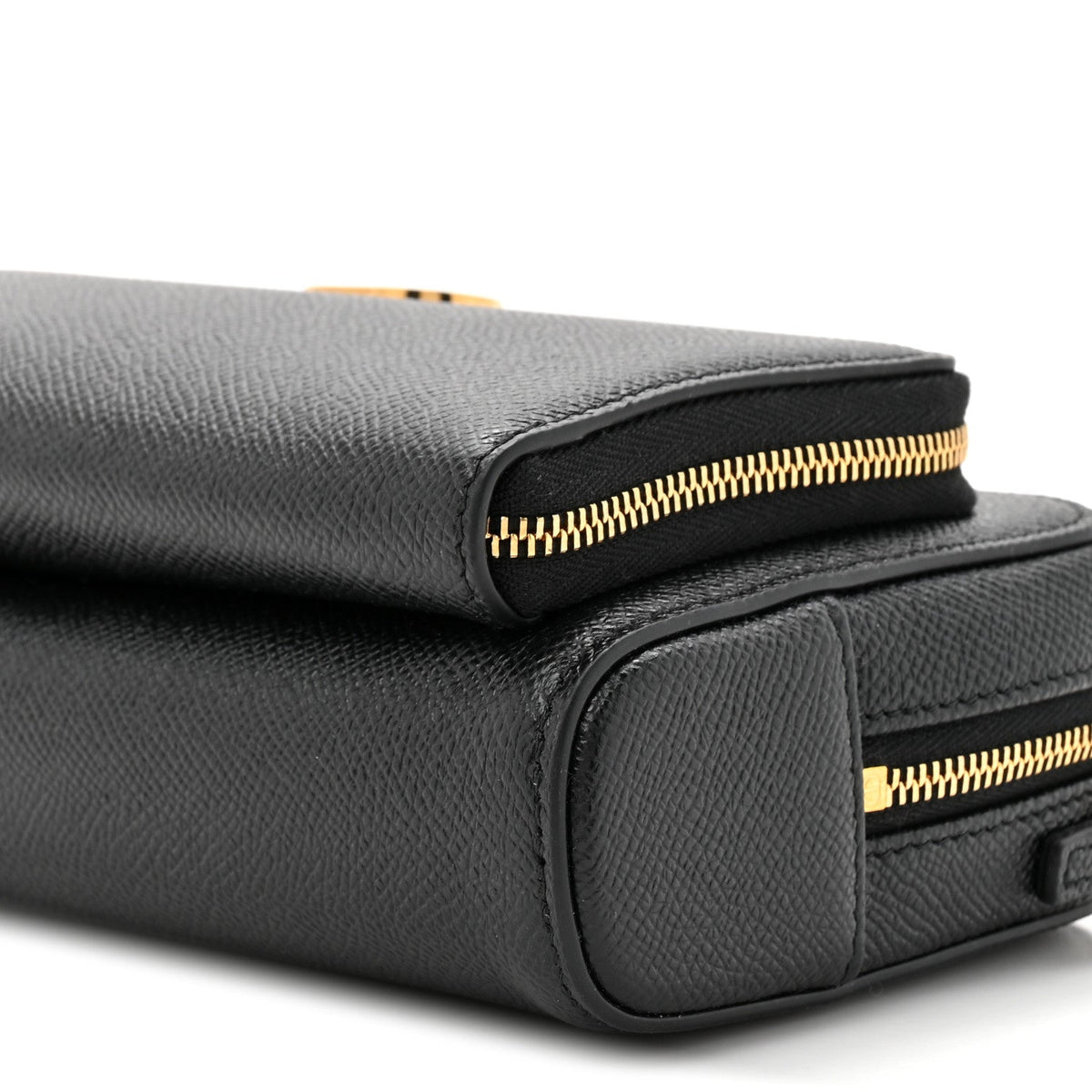 Grained Calfskin Caro Double Pouch Black wholesalehk.shop