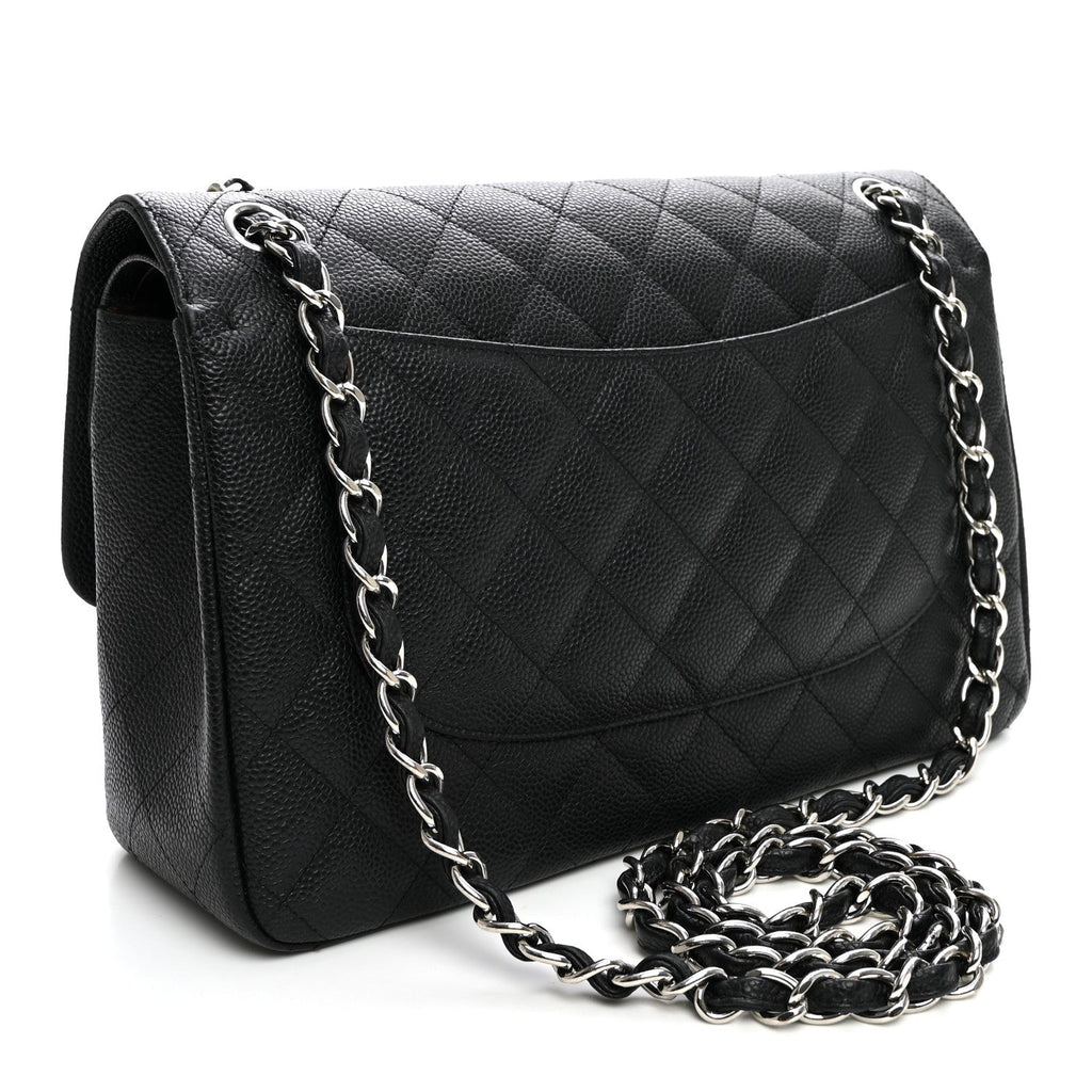 Caviar Quilted Jumbo Double Flap Black wholesalehk.shop
