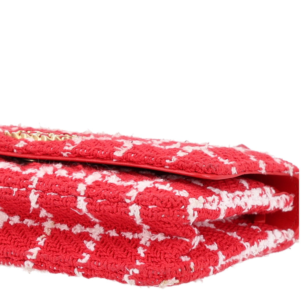 Tweed Quilted Chanel 19 Wallet On Chain WOC Red White wholesalehk.shop