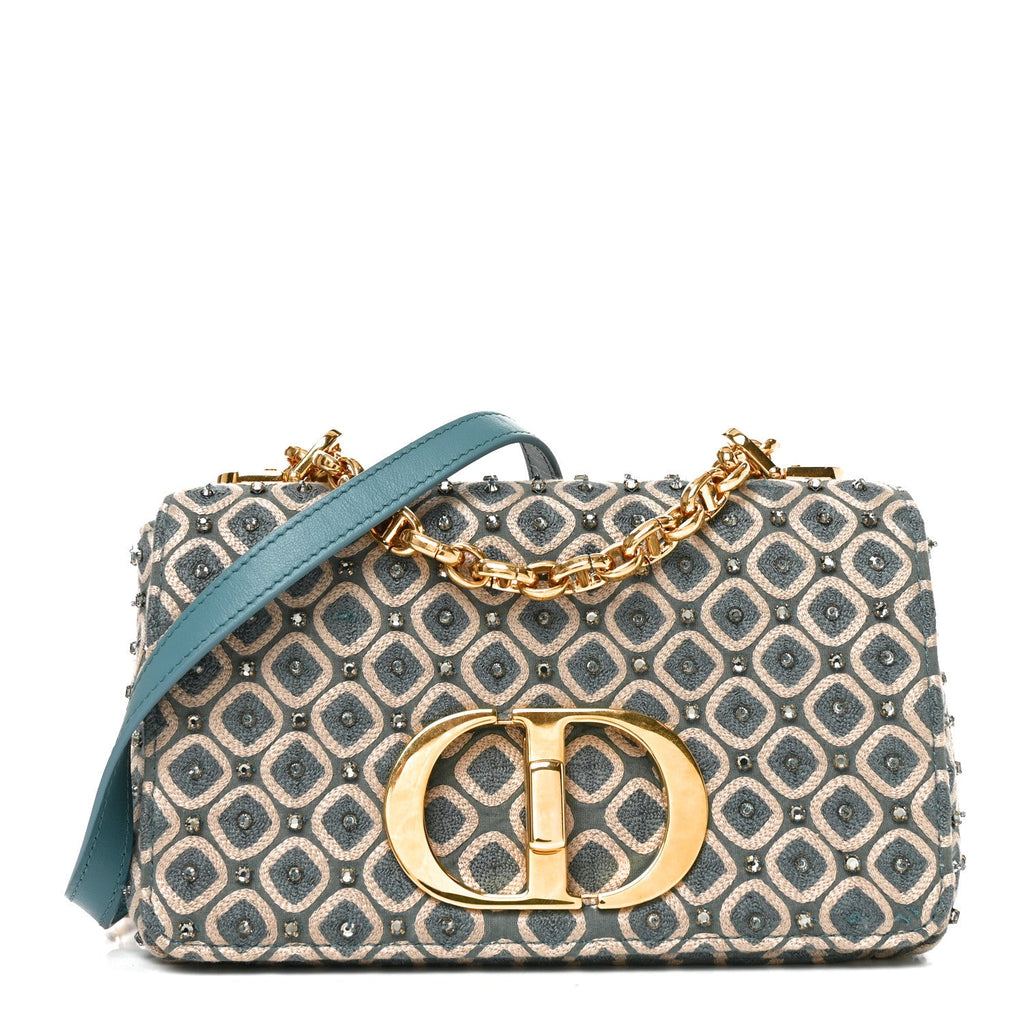 Calfskin Strass Embroidered Small Caro Bag Blue wholesalehk.shop
