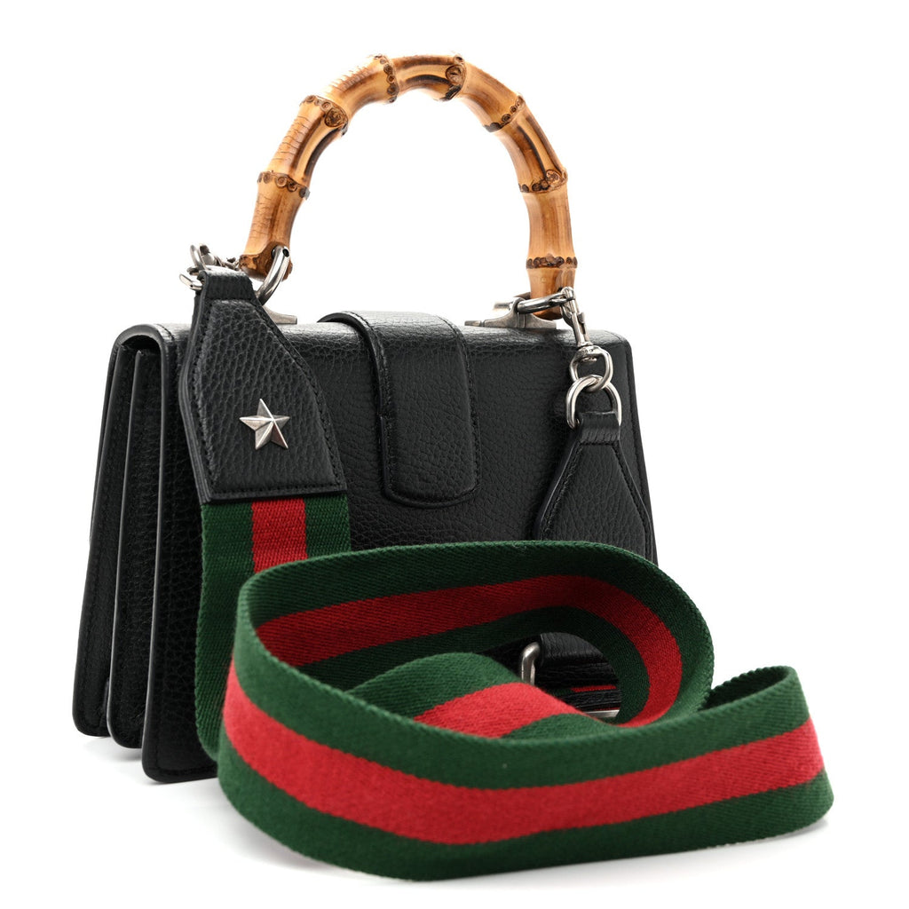 Dollar Calfskin Crystal Web Mini Dionysus Bamboo Top Handle Bag Black Black Diamond wholesalehk.shop