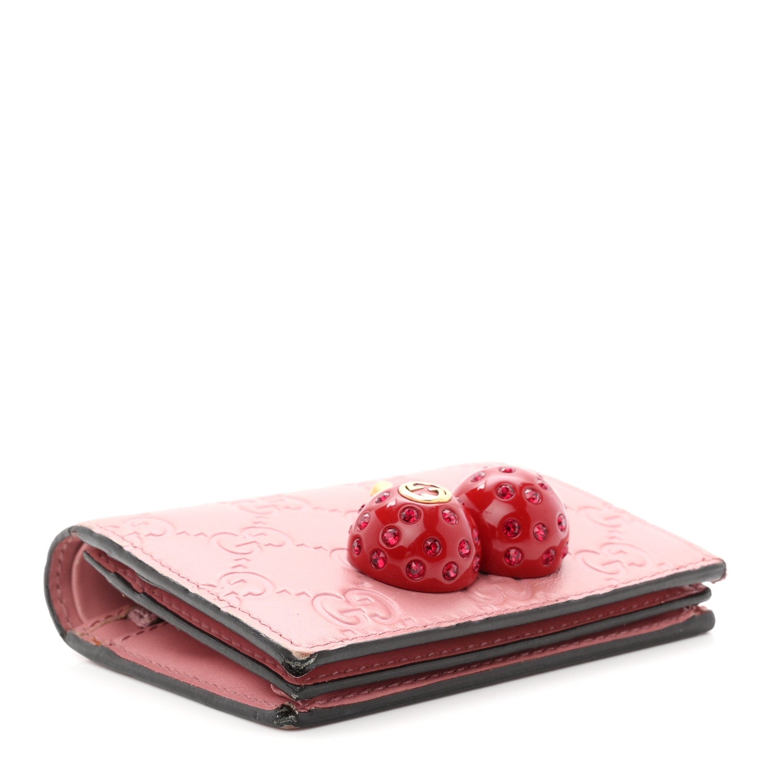 Guccissima Cherries Card Case Wallet Pink £¨ Direct shipment via from wholesalehk.shop