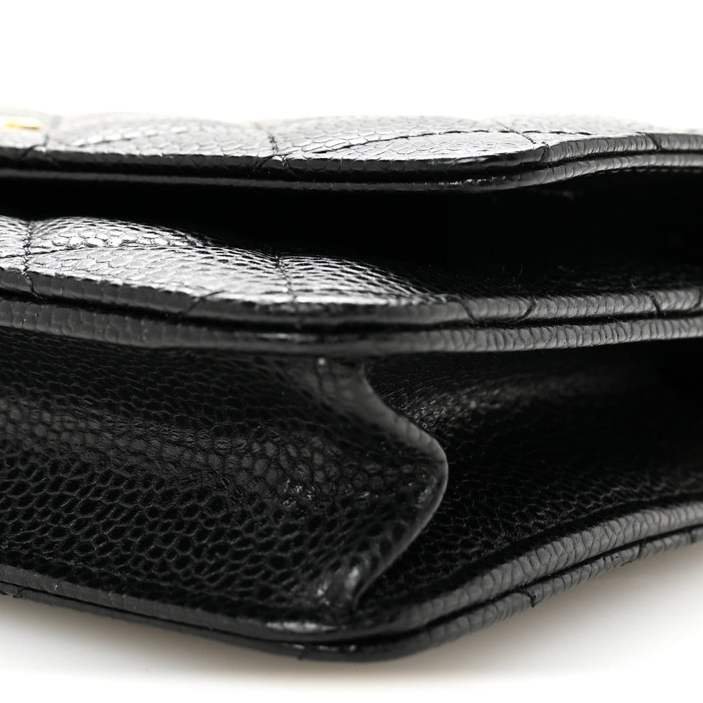 Caviar Quilted CC Turnlock Wallet On Chain WOC Black wholesalehk.shop