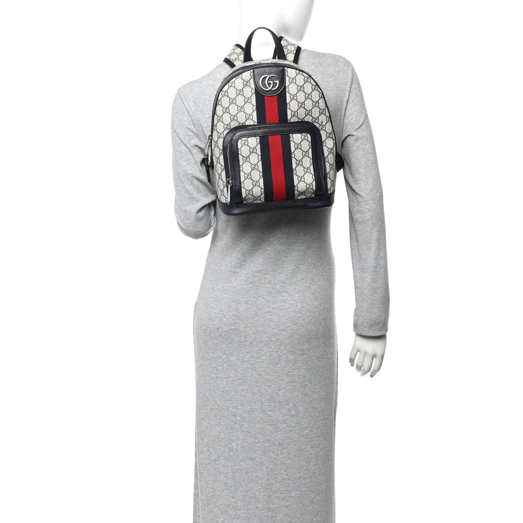 GG Supreme Monogram Textured Dollar Calfskin Web Small Ophidia Day Backpack Beige Blue Black wholesalehk.shop