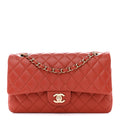 Lambskin Quilted Medium Double Flap Brown wholesalehk.shop