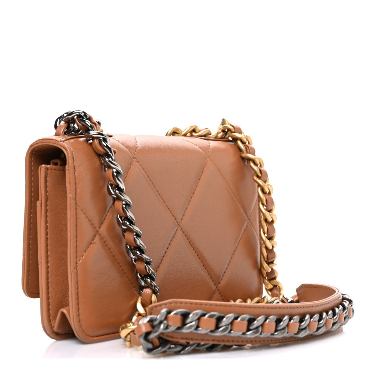 Lambskin Quilted Chanel 19 Wallet On Chain WOC Brown wholesalehk.shop